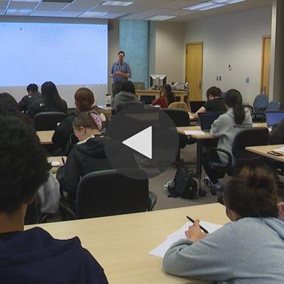 Dr. Traynor Hanson and his first-year writing students 